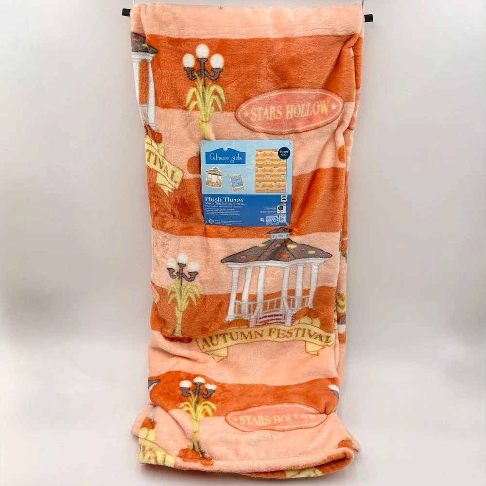 Gilmore Girls Stars Hollow Autumn Festival Plush Throw Blanket 50x70 Orange